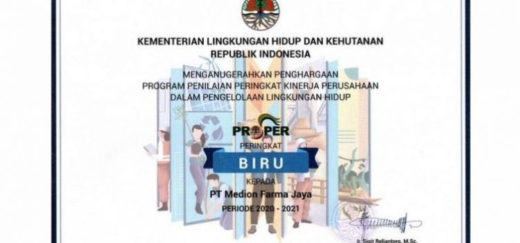 Medion Raih Peringkat Biru PROPER 2020-2021